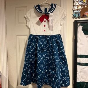 Disney Cruise Line Nautical Sailor Dress with Red Bow